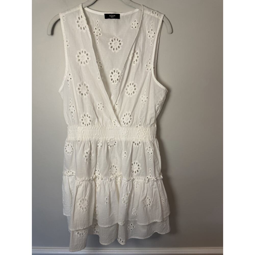 Aqua Eyelet Sleeveless Swim Coverup White Sz M NEW